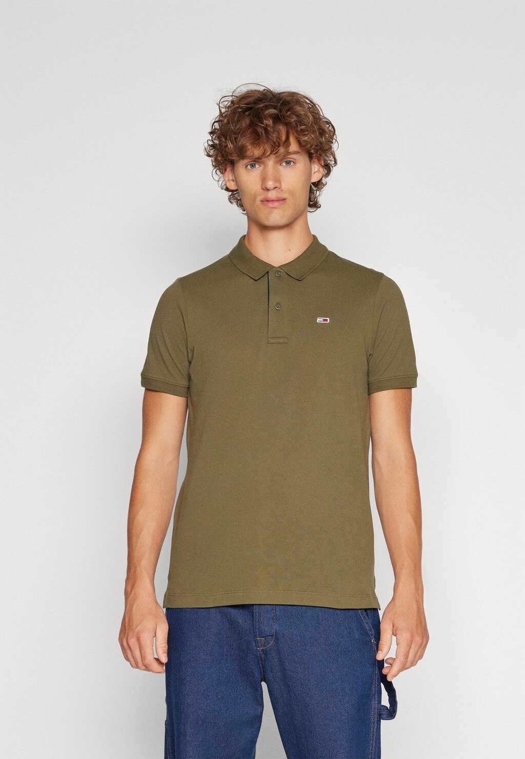 

Polo Slim Placket Tommy Jeans, цвет drab olive green