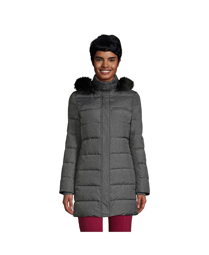 Женское пуховое зимнее пальто для миниатюрных размеров Lands' End, серый 2023 зимнее длинное шерстяное пальто женское белое длинное шерстяное пальто