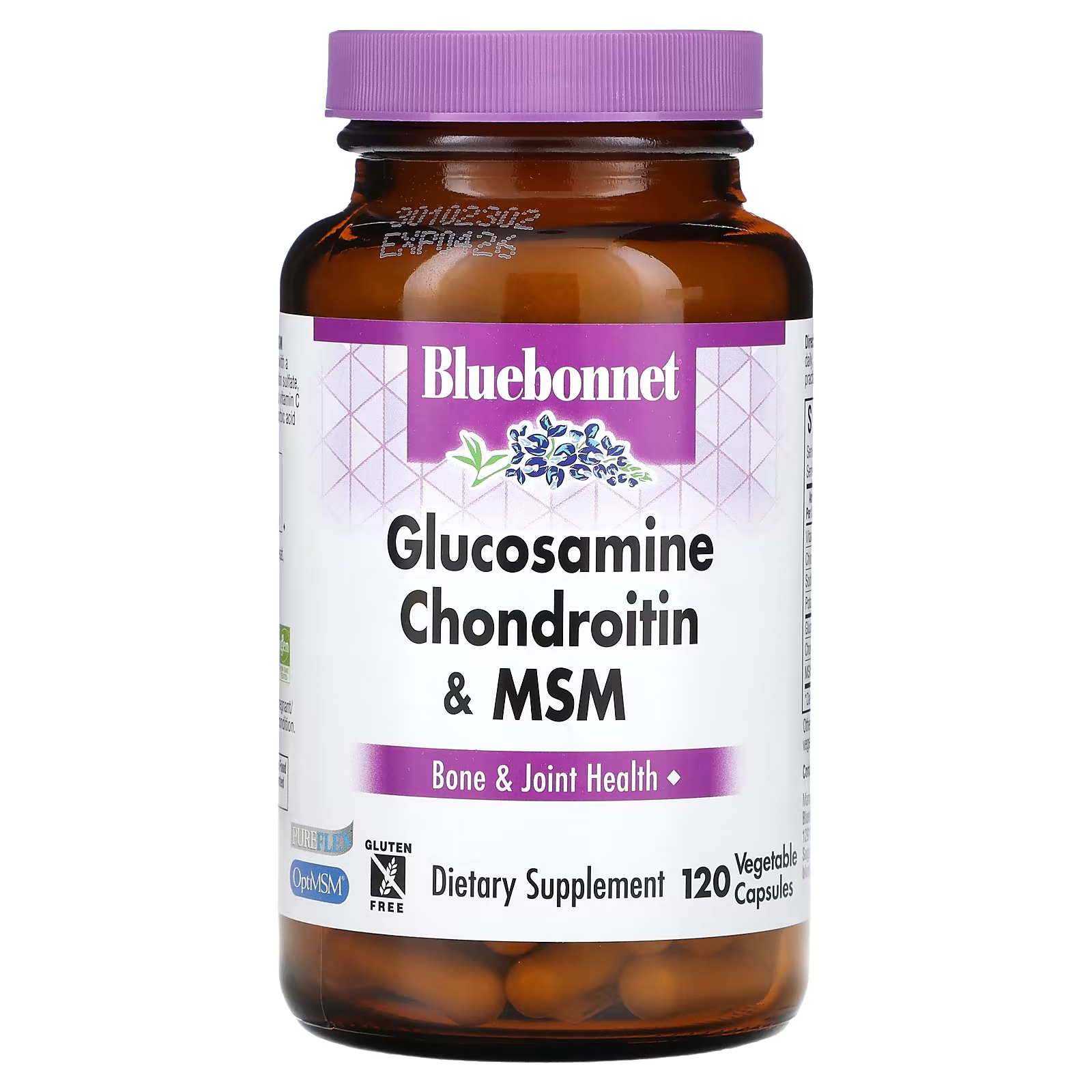Bluebonnet Nutrition Глюкозамин, Хондроитин и МСМ, 120 растительных капсул mrm nutrition хондроитин и глюкозамин 180 капсул