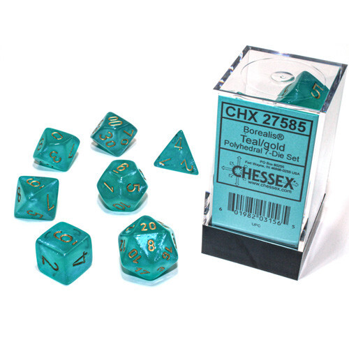 

Аксессуары Chessex Chessex Dice Set: Borealis Luminary Teal/Gold (7)