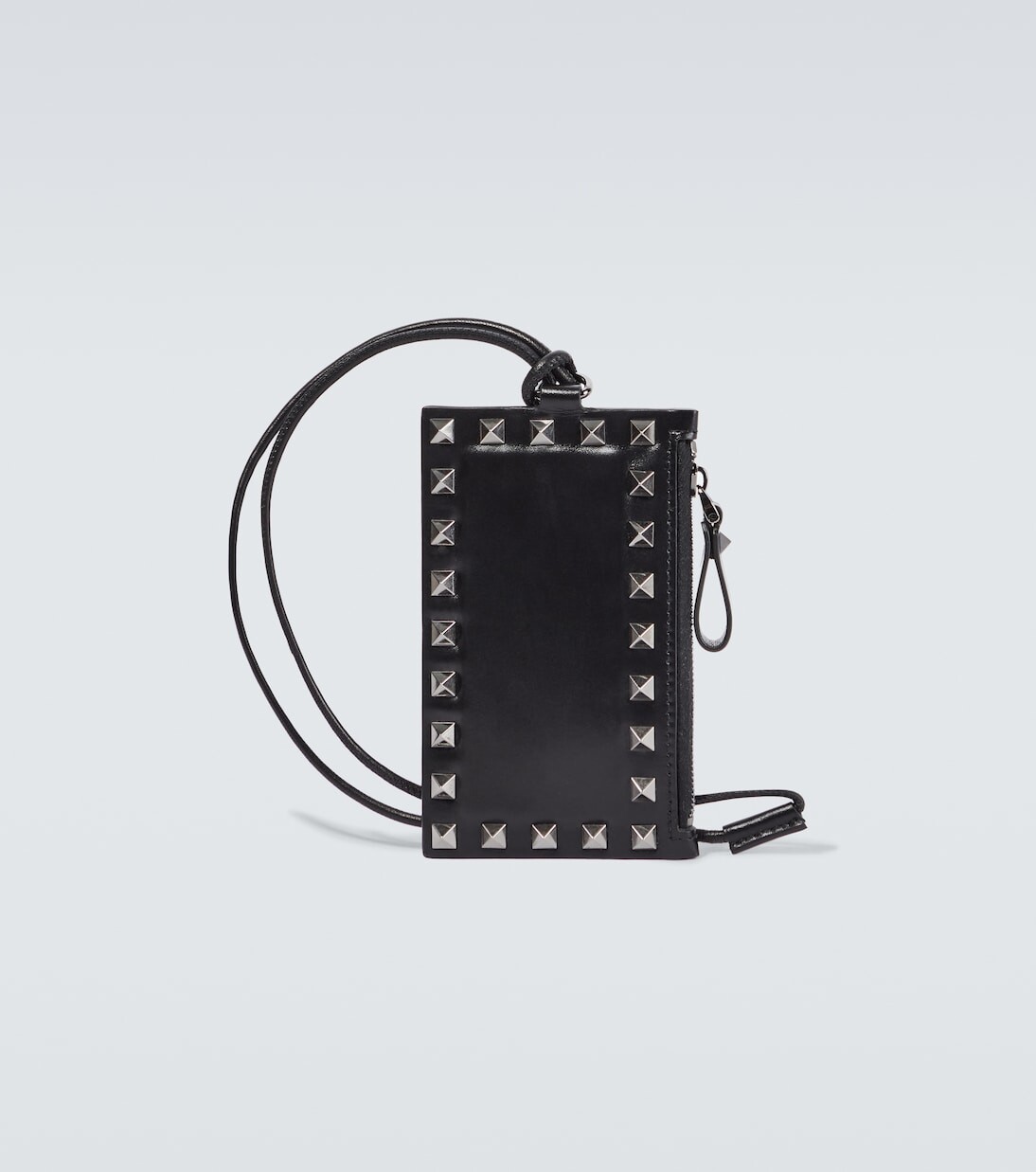 

Кожаная визитница rockstud с ремешком Valentino Garavani, черный