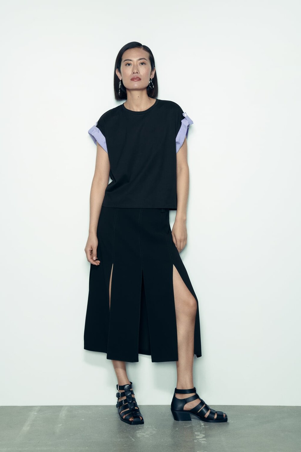 

Футболка поплин ZARA, черный
