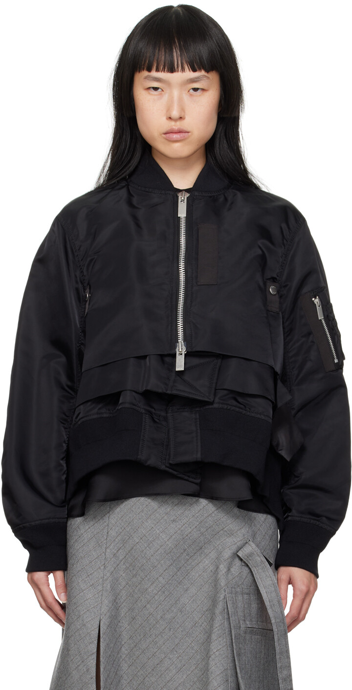 

Черный многослойный бомбер sacai