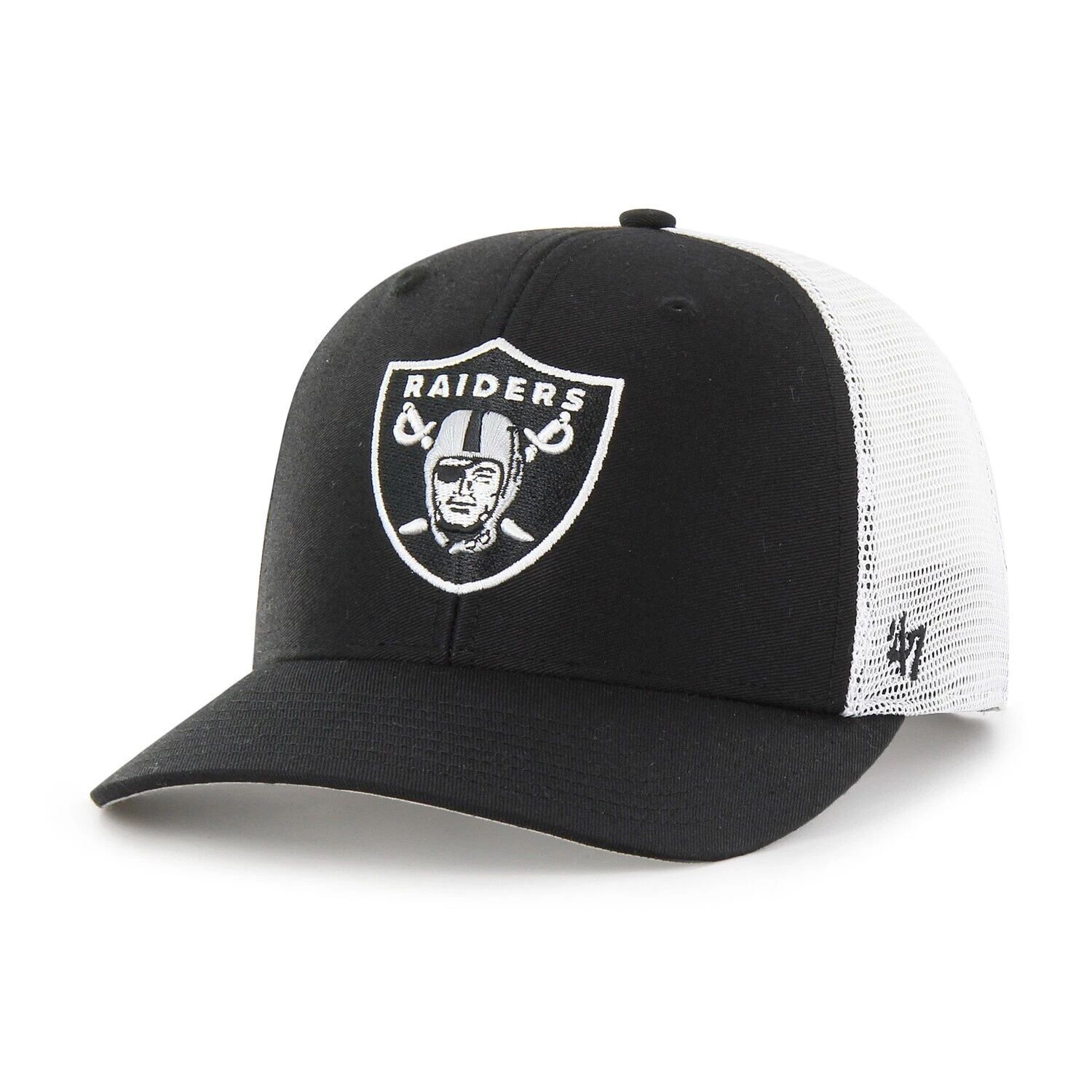 

Мужская черно-белая кепка '47 Las Vegas Raiders Trophy Trucker Flex