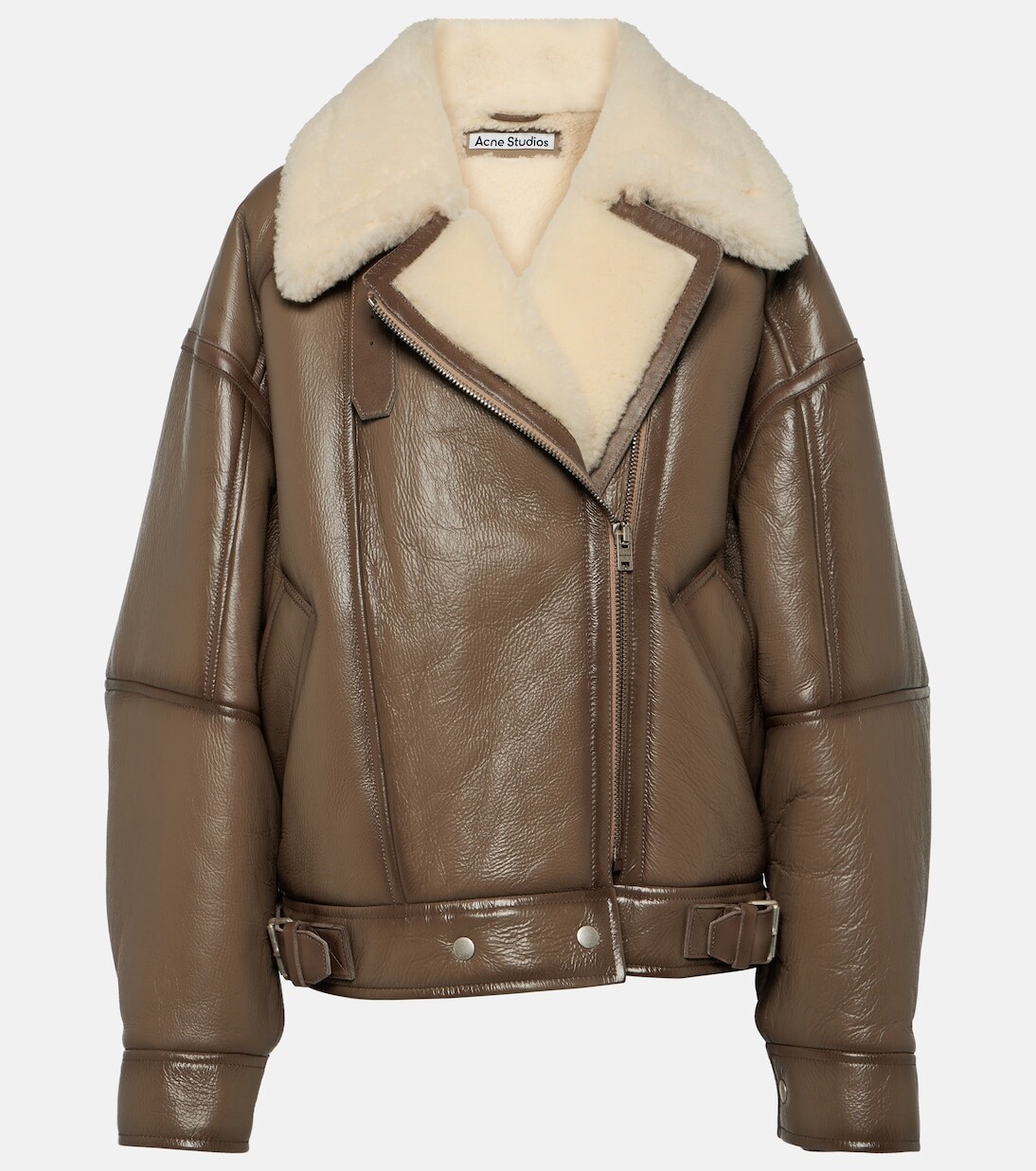 

Кожаная косуха lakota с отделкой из овчины Acne Studios, коричневый