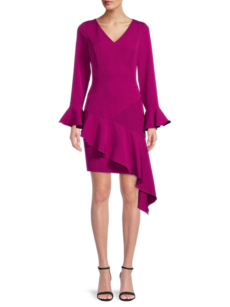 Асимметричное платье длиной до колена с рюшами Focus By Shani, цвет Raspberry