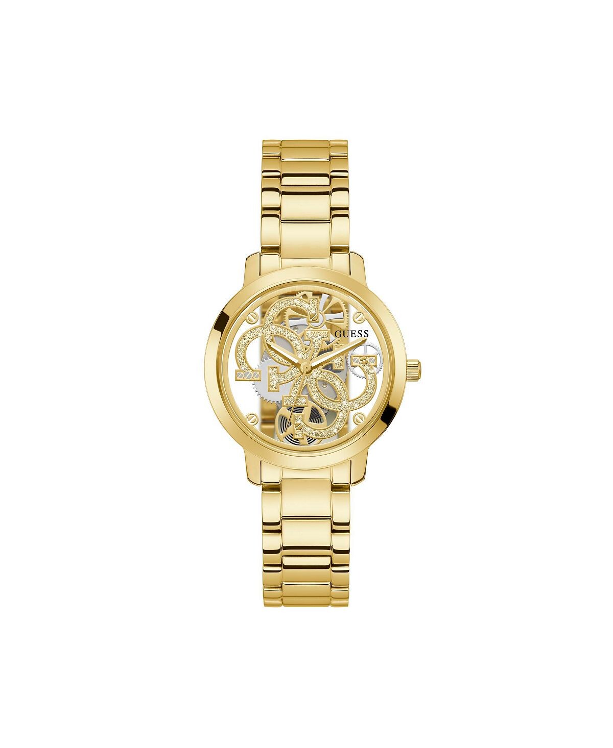 

Женские золотистые часы-браслет из нержавеющей стали, 36 мм GUESS, золотой