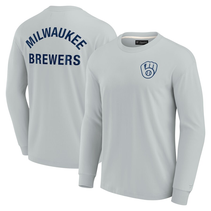 

Футболка с длинным рукавом Fanatics Signature Milwaukee Brewers, серый