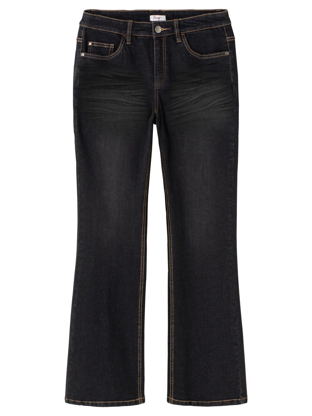 Джинсы с загрузочным кроем Sheego, черный джинсы с загрузочным кроем sheego темно синий
