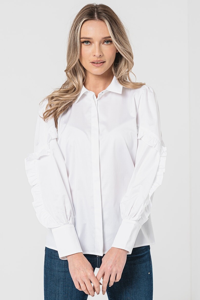 

Хлопковая рубашка со складками Guess, белый