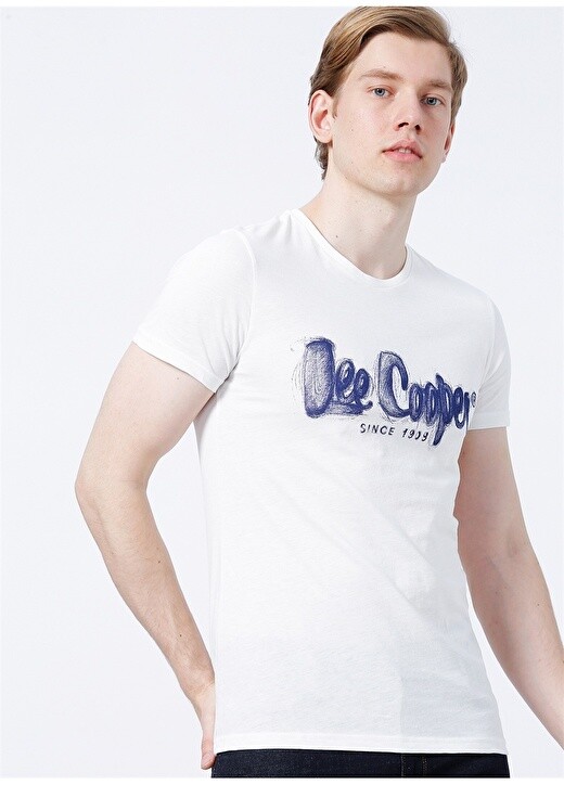 

Белая мужская футболка с круглым вырезом с принтом Lee Cooper, Белый