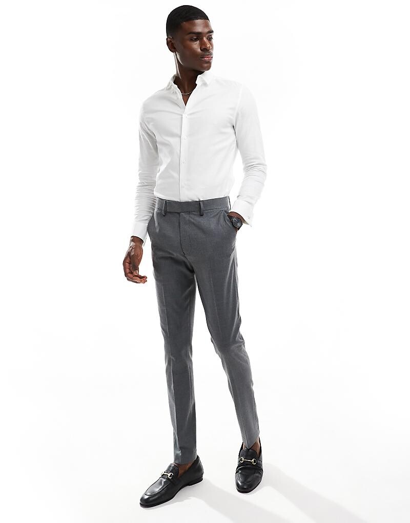 

Темно-серые шерстяные узкие брюки ASOS DESIGN