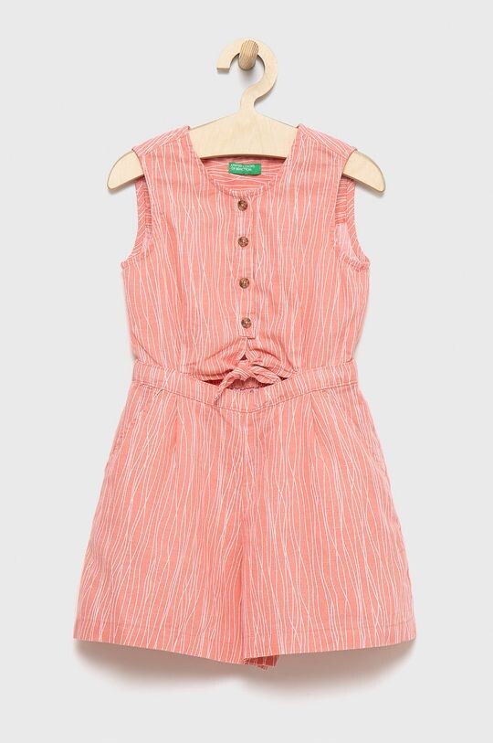 

Детский льняной комбинезон United Colors of Benetton, розовый