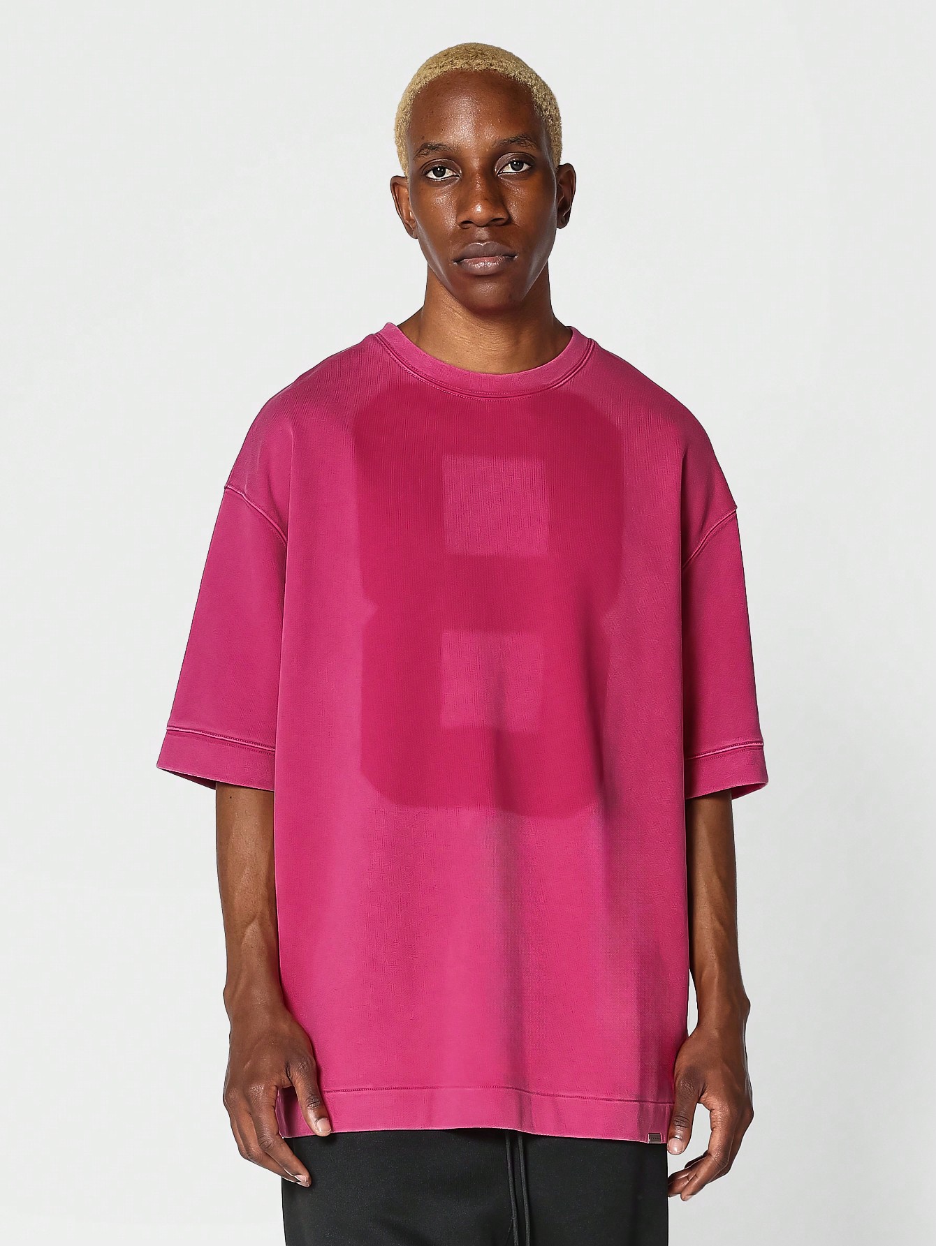 SUMWON Тяжелая футболка оверсайз с принтом цифр, ярко-розовый