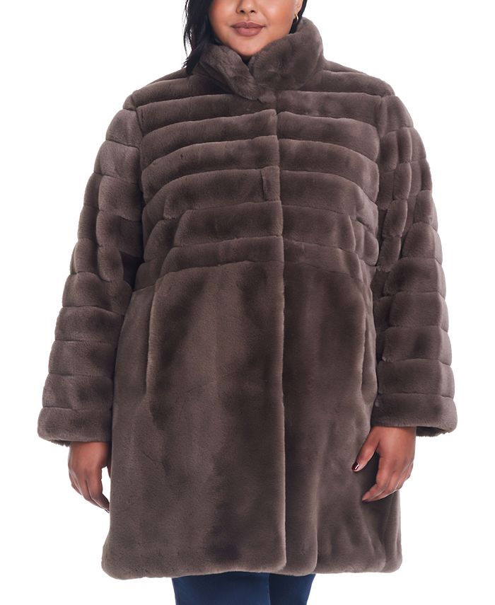 Женское пальто больших размеров из искусственного меха Jones New York, коричневый пальто с искусственным мехом gusto бежевый