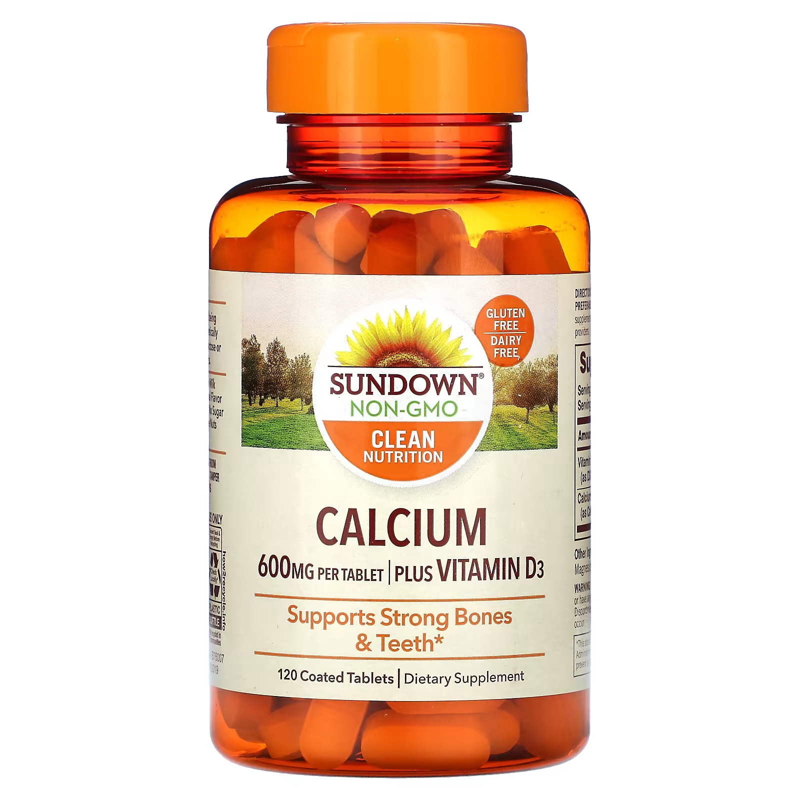 Кальций плюс витамин D3 Sundown Naturals 600 мг, 120 таблеток sundown naturals жевательный витамин d3 со вкусом клубники и банана 25 мг 1000 ме 120 жевательных таблеток