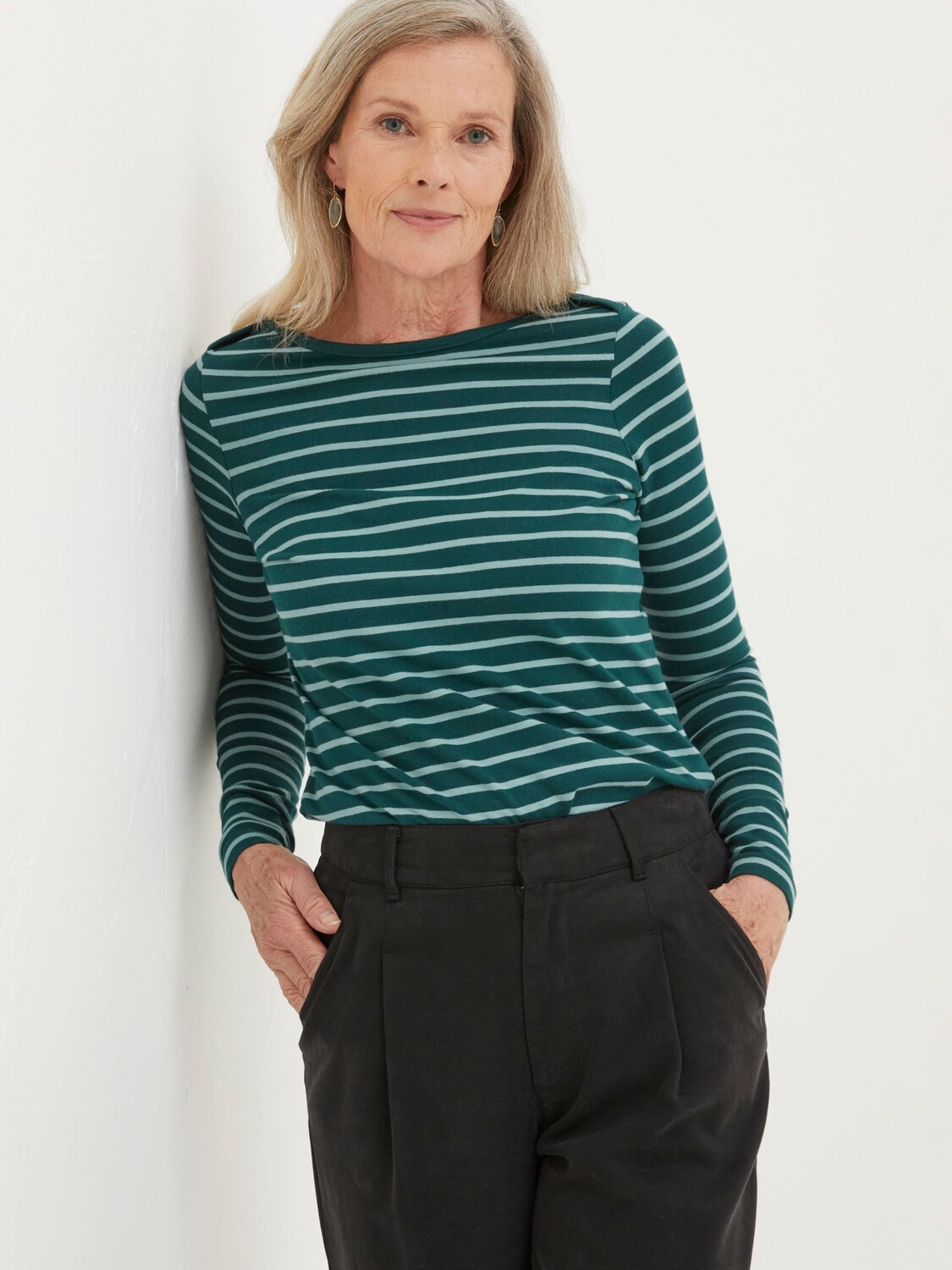 

Трикотажный топ FatFace Breton Stripe, темно-зеленый