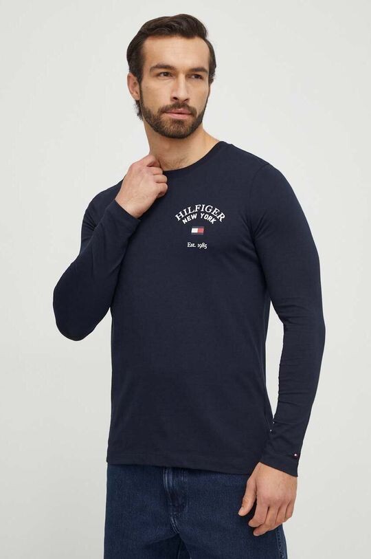 

Хлопковая рубашка с длинными рукавами Tommy Hilfiger, темно-синий