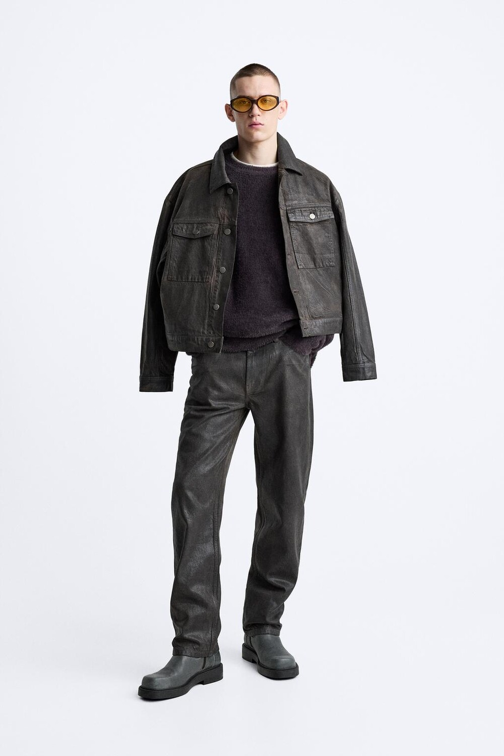 

Свитер из искусственного меха ZARA, баклажаны, Фиолетовый