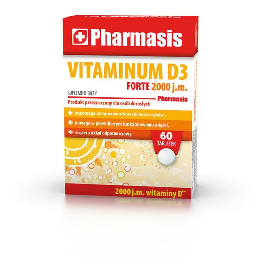 Pharmasis, Витамин D3 Форте 2000 МЕ, пищевая добавка, 60 таблеток