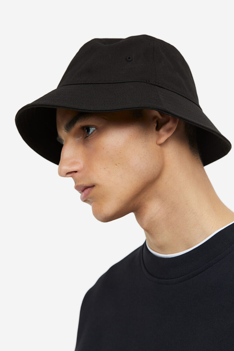 Хлопковая шляпа-ведро H&M, черный