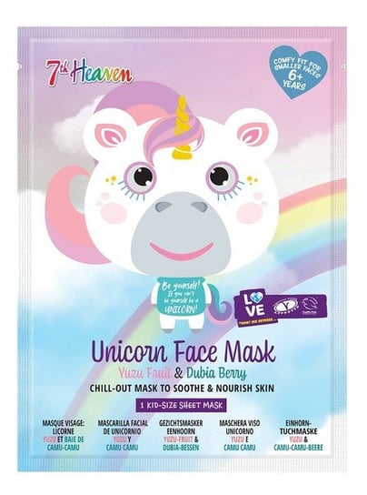 heaven 7th Heaven Unicorn Face Mask Успокаивающая и питательная маска для лица Yuzu Fruit Dubia Berry