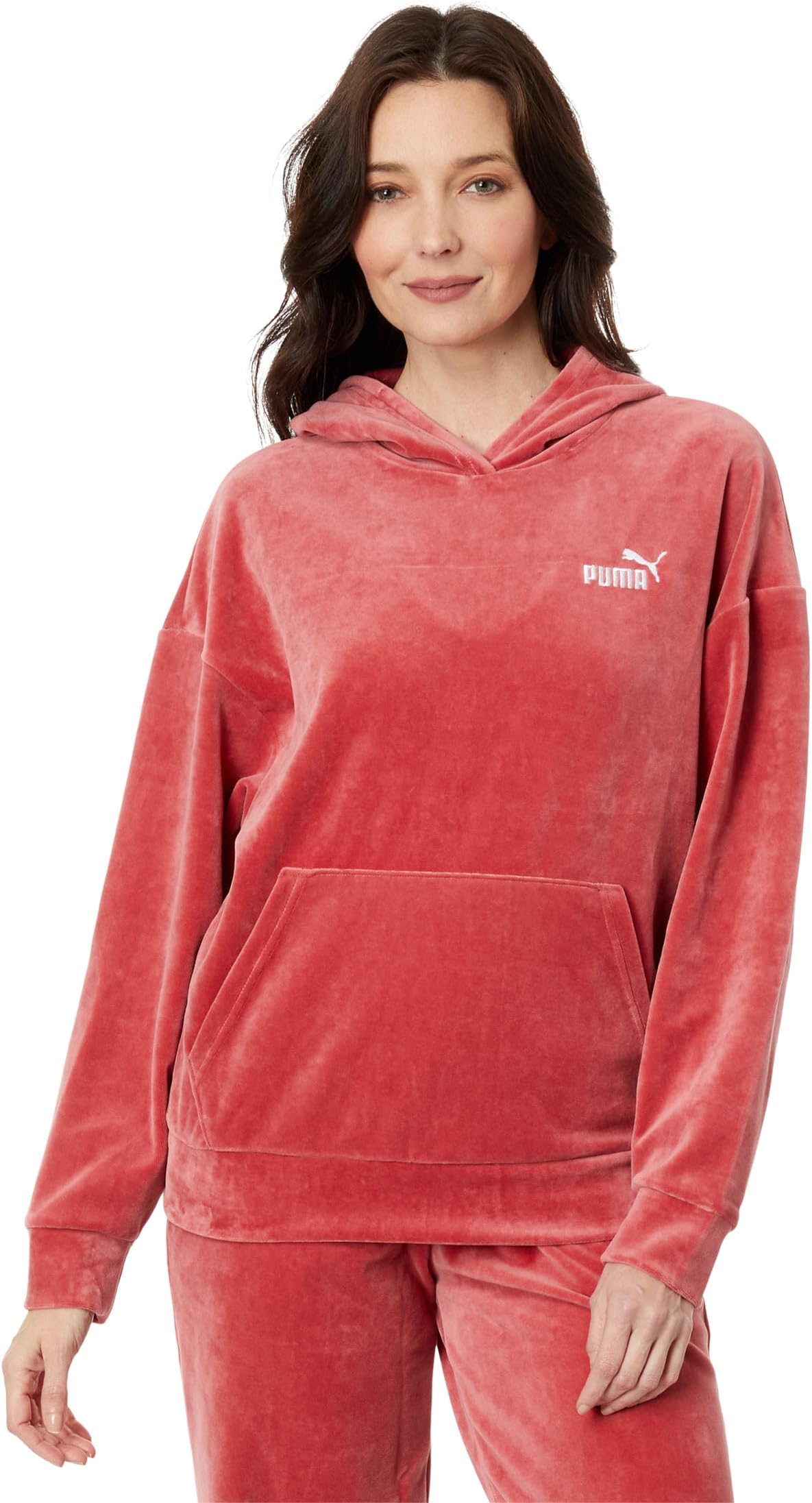 Велюровый пуловер с капюшоном Essentials Elevated PUMA, цвет Astro Red