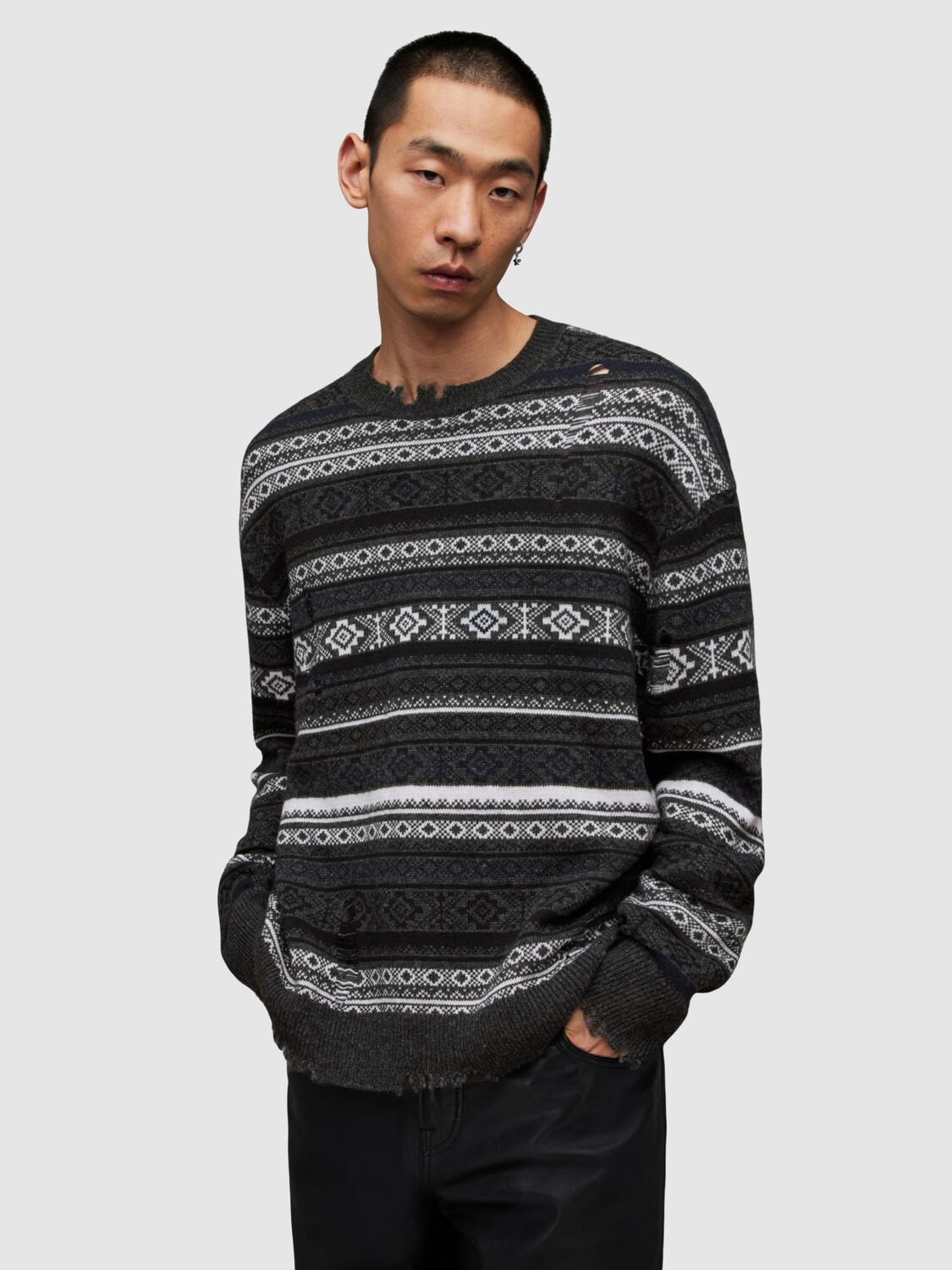 

Джемпер Halldor с круглым вырезом AllSaints, уголь мергель