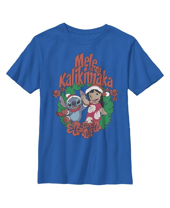

Рождественская детская футболка Stitch Mele Kalikimaka Disney, синий