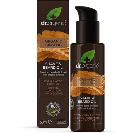 

Органическое масло для бороды и бритья с женьшенем, Dr Organic