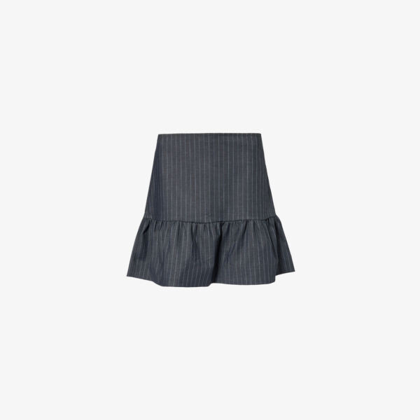 

Полосатая мини-юбка из переработанного полиэстера Ganni, цвет gray pinstripe