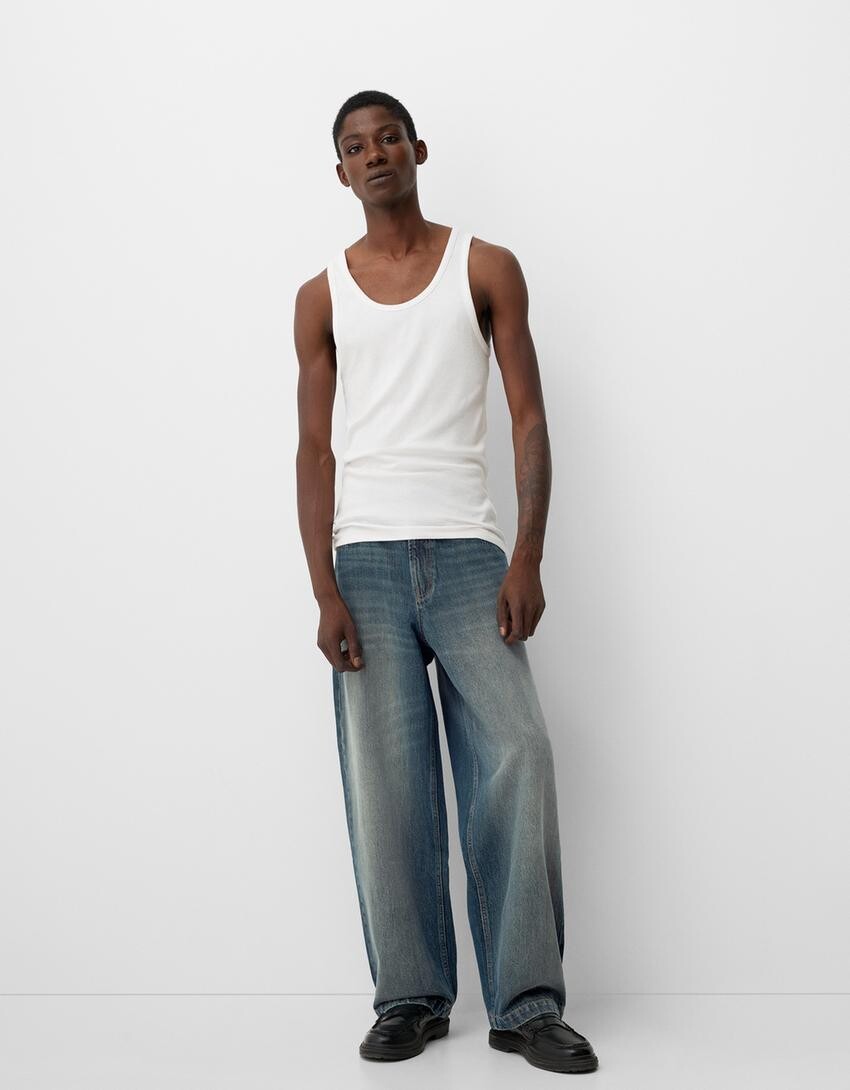 

Мешковатые джинсы Bershka, зеленый
