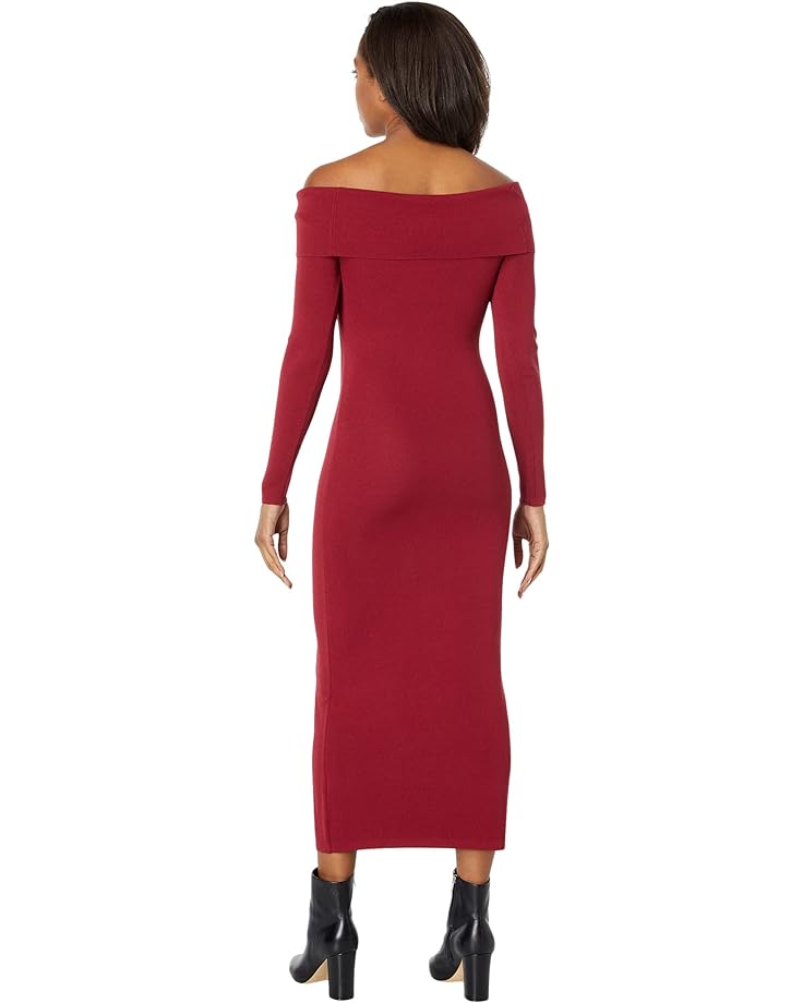 Платье Bardot Off Shoulder Knit Dress, бордовый