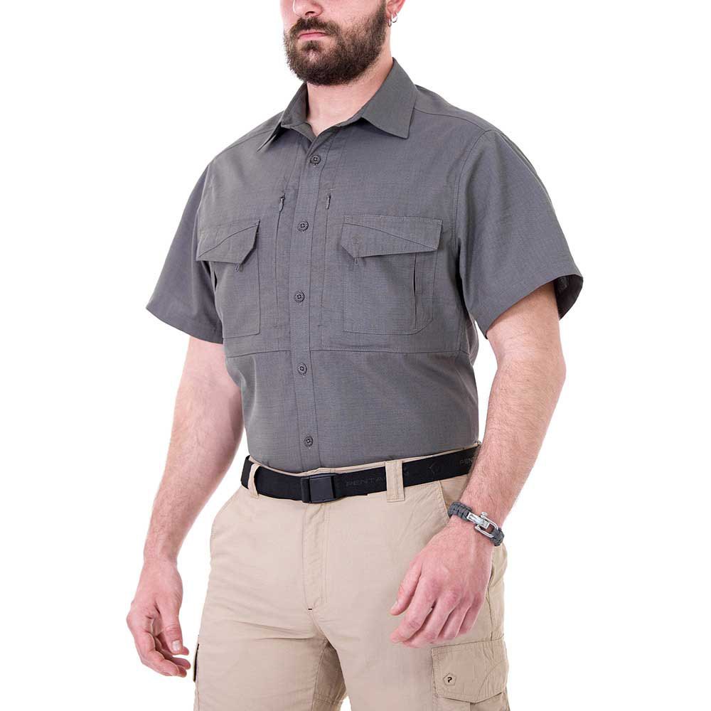 Рубашка с коротким рукавом Pentagon Plato S, серый рубашка colin s с коротким рукавом 44 размер