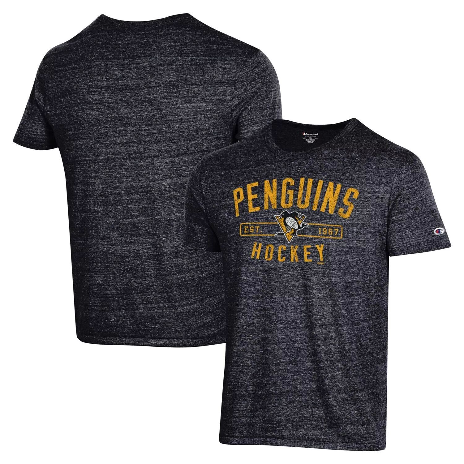 

Мужская черная футболка Tri-Blend Pittsburgh Penguins Champion