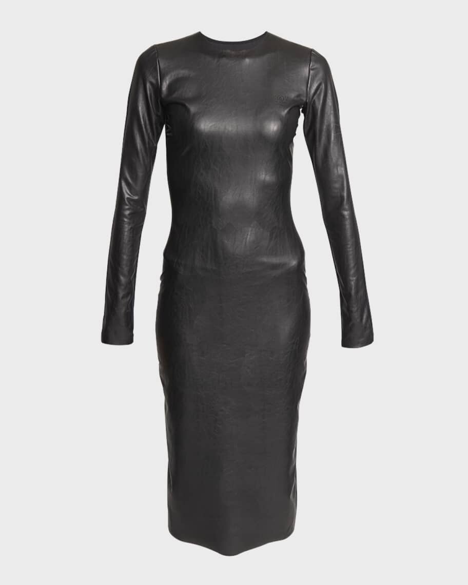 

Комбинированное платье миди с длинными рукавами MM6 Maison Margiela
