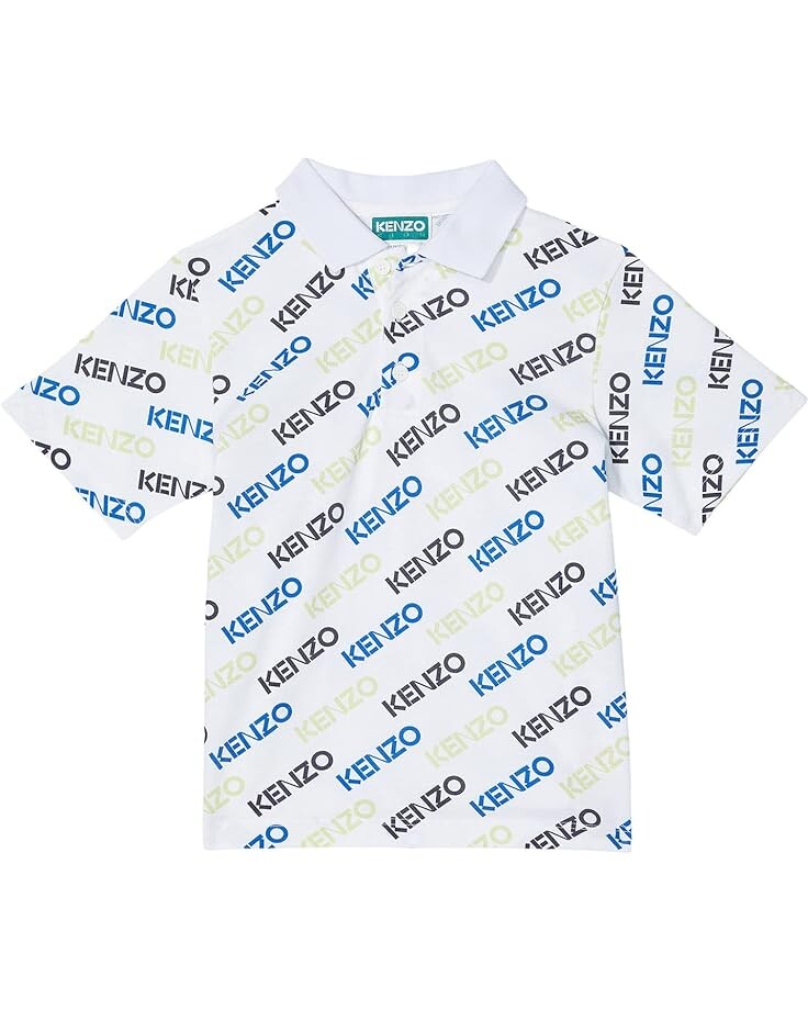 

Поло Kenzo Short Sleeve Pique Polo with All Over Logo, белый
