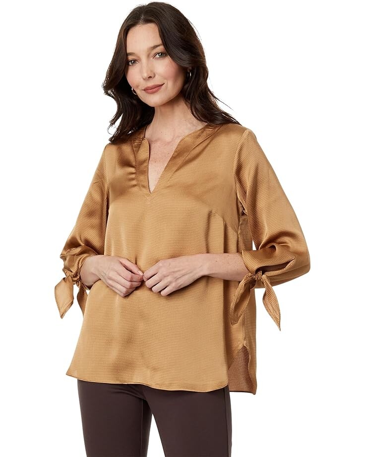 

Топ MICHAEL Michael Kors Solid Satin Tie, кэмел