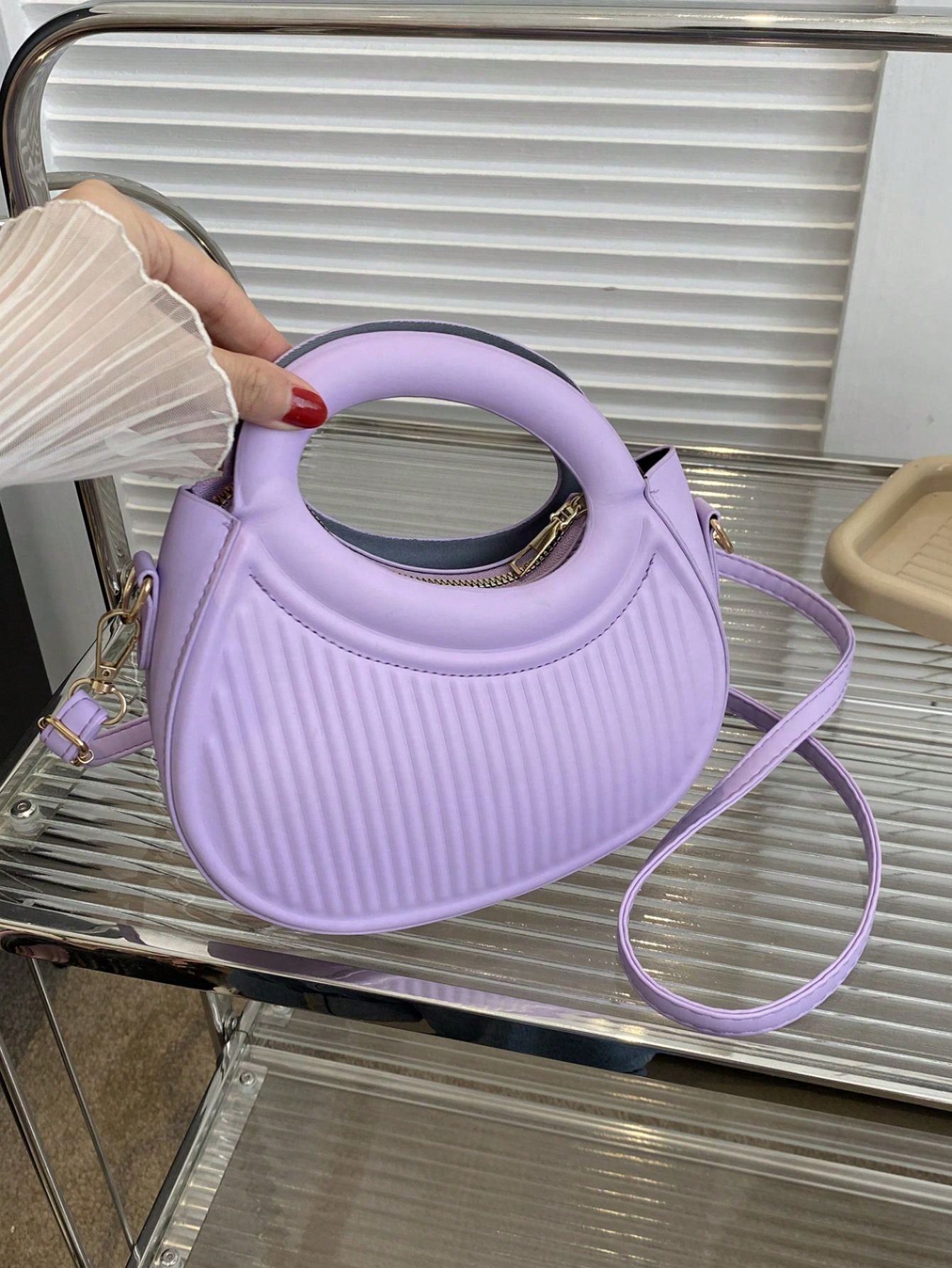 Модный черный нишевый дизайн Французская нежная леди, фиолетовый новая сумка через плечо женская сумка нишевая губчатая сумка margiela многофункциональная наплечная сумка на плечо с полумесяцем
