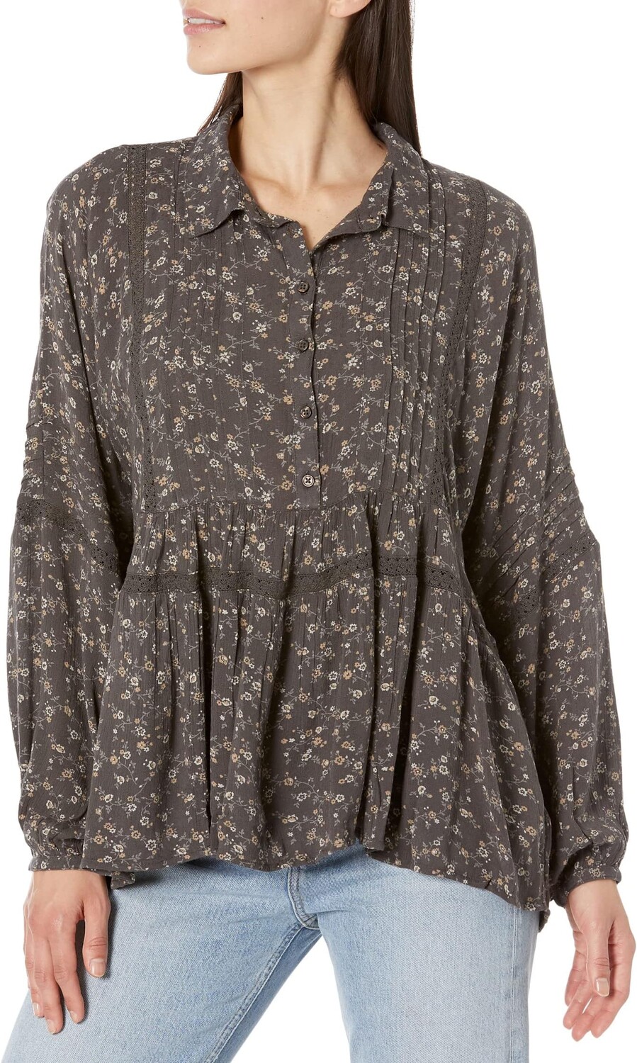 

Блуза с цветочным принтом Lucky Brand, цвет Black Multi