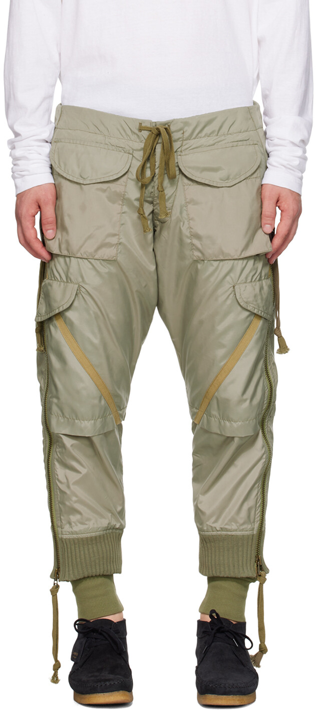 

Атласные брюки карго цвета хаки Greg Lauren