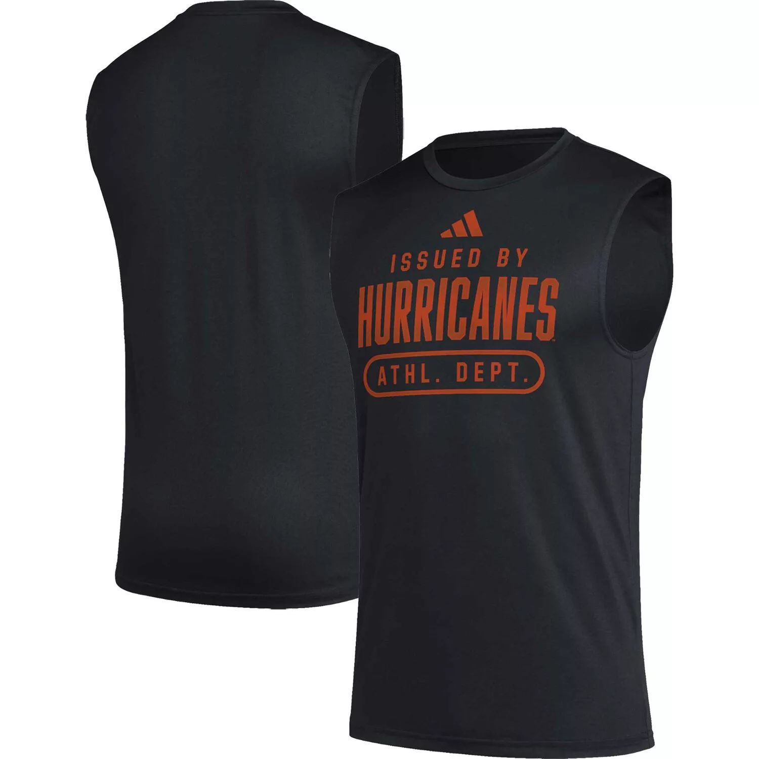 

Мужская черная майка Miami Hurricanes Sideline AEROREADY Pregame adidas, Черный