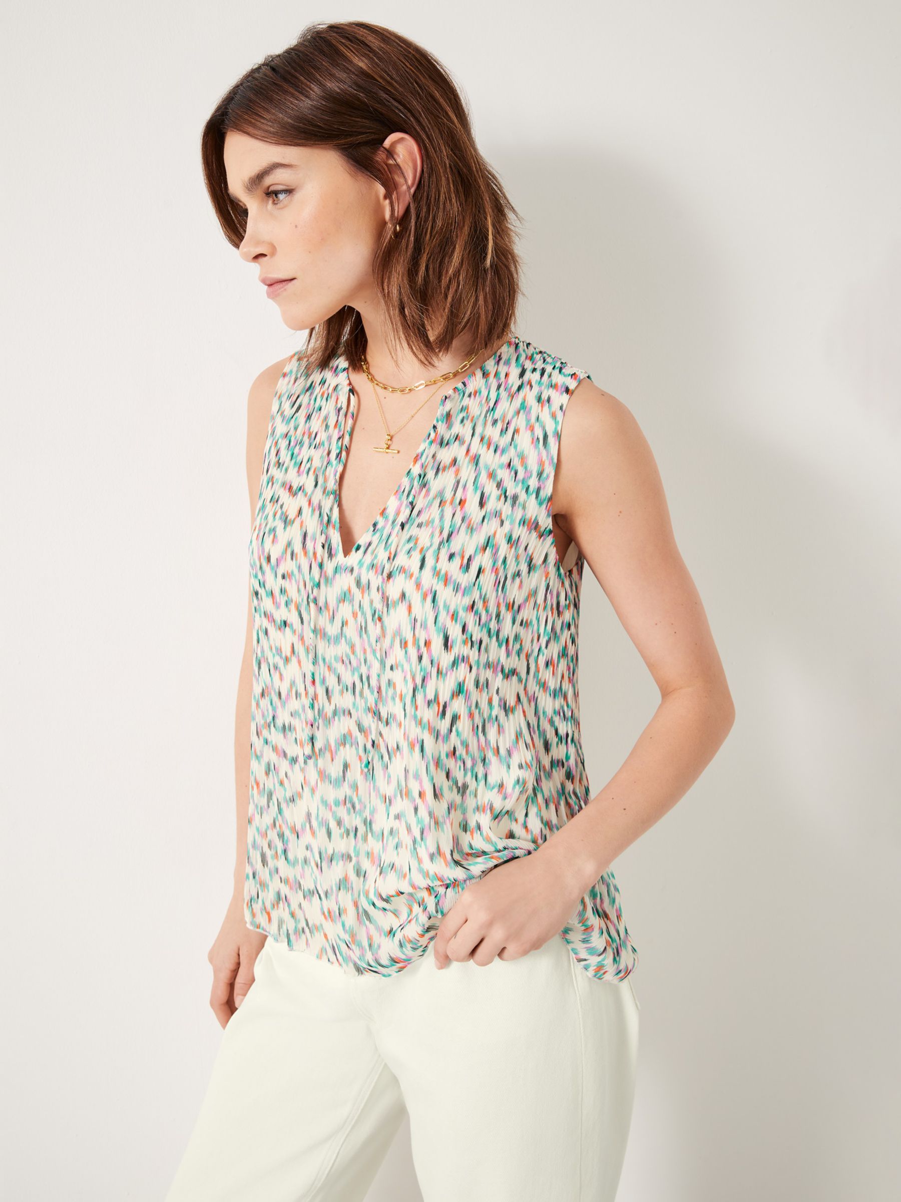 Плиссированный топ Isabel HUSH, мульти блузка с абстрактным принтом
