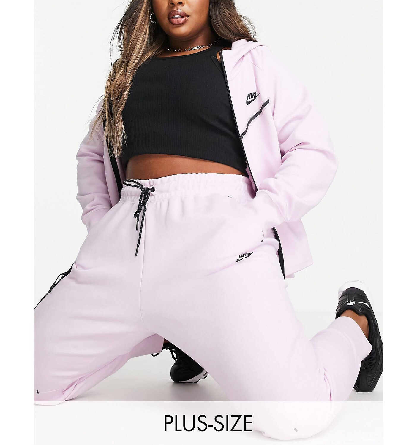 

Ярко-розовые джоггеры с высокой посадкой Nike Tech Fleece Plus, Розовый