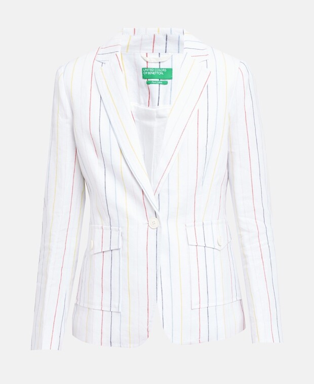

Льняной пиджак United Colors of Benetton, белый