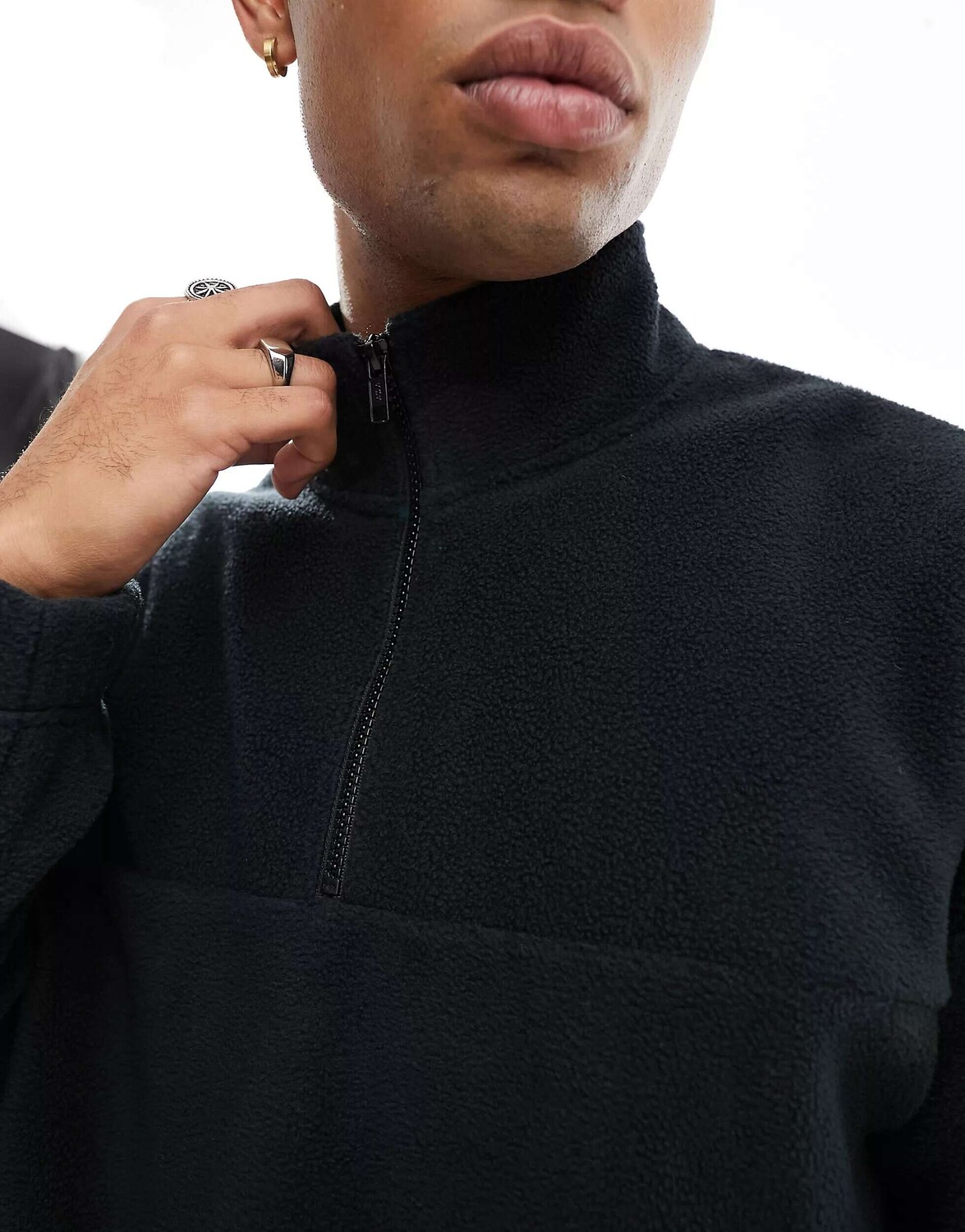 

Черный флисовый воротник-воронка на молнии 1/2 New Look