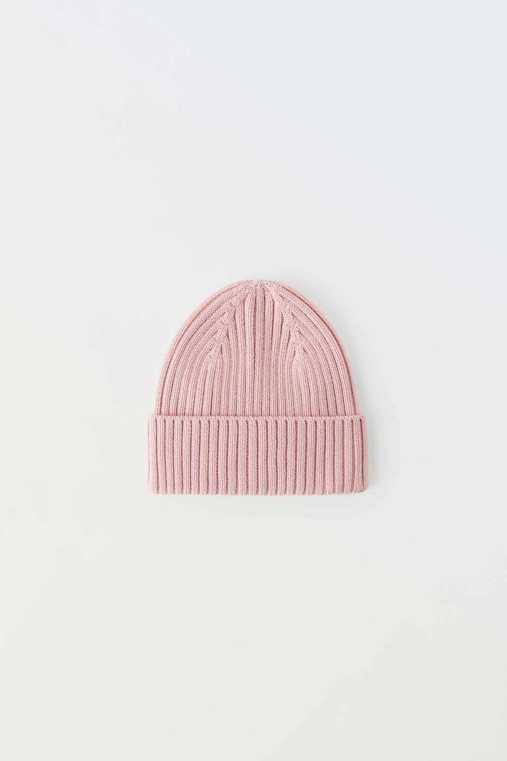Вязанная шапка ZARA, пастельно-розовый