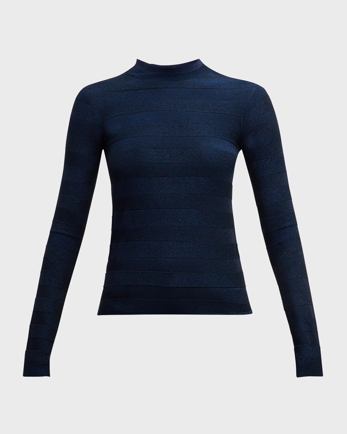 

Полосатый вязаный топ с воротником-стойкой Emporio Armani, цвет Blue Night