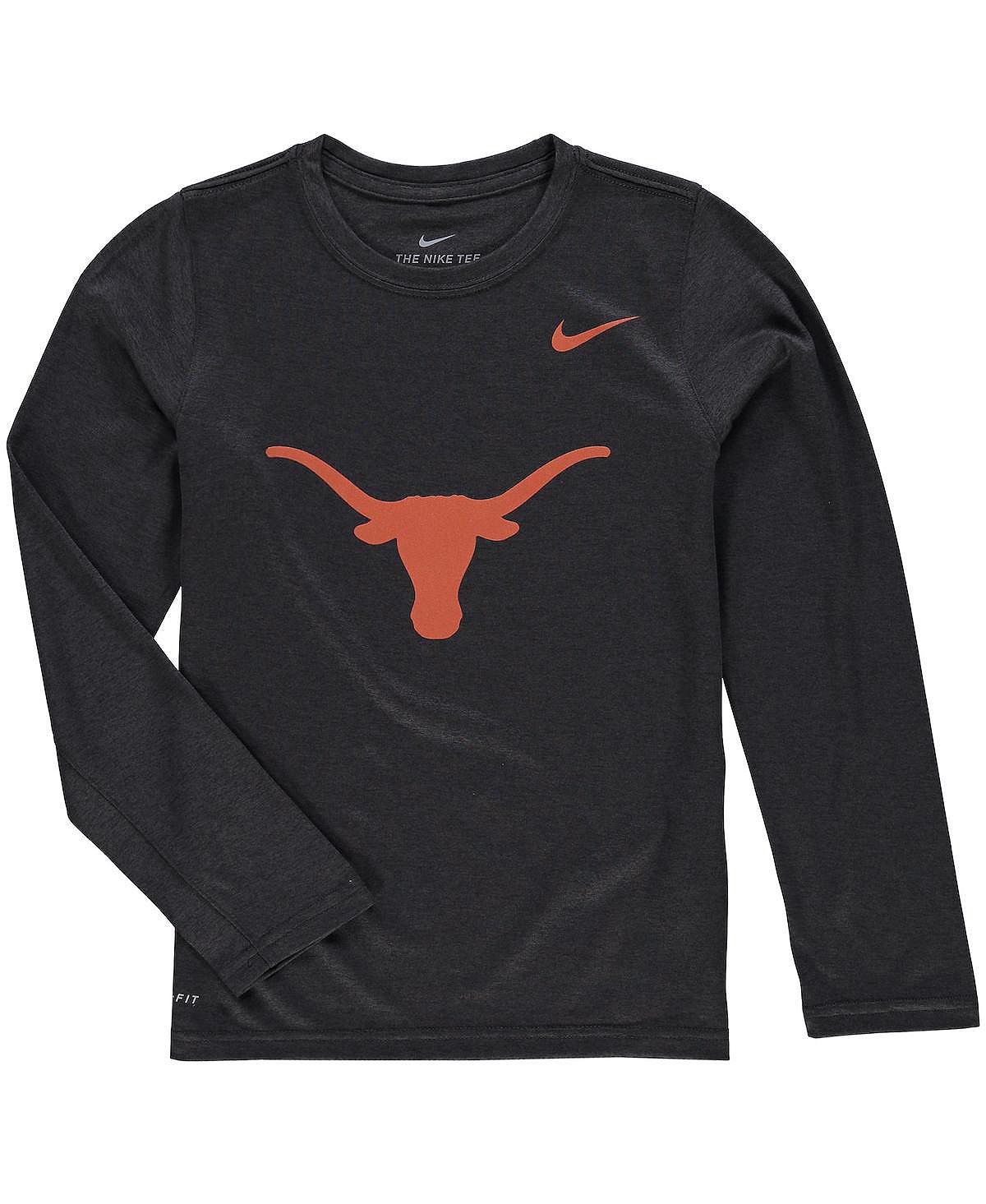 

Футболка Big Boys Heather Grey Texas Longhorns Legend с логотипом и длинными рукавами Nike