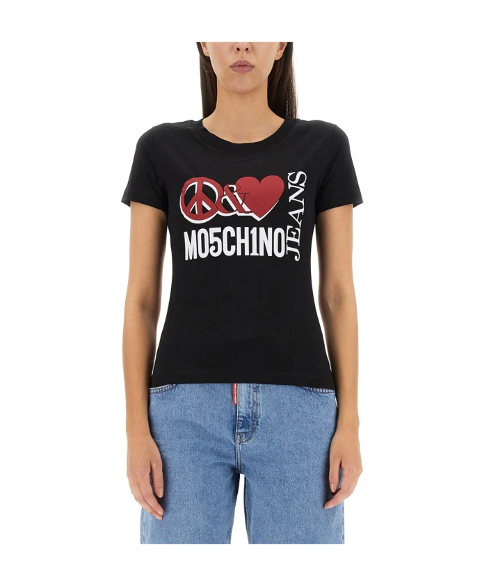 

Футболка Peace & Love с логотипом Moschino, черный